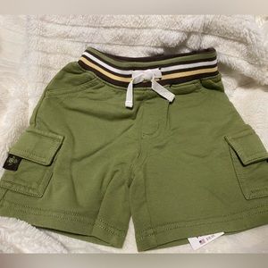 NWT • Gymboree Shorts,soft cotton-knit cargo, Dark Olive, Boys Infant 6-12 mos